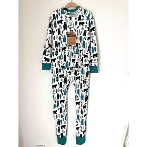 *NWT* Lazy One Flapjacks Hooded Long John Unisex Onesie - Cream